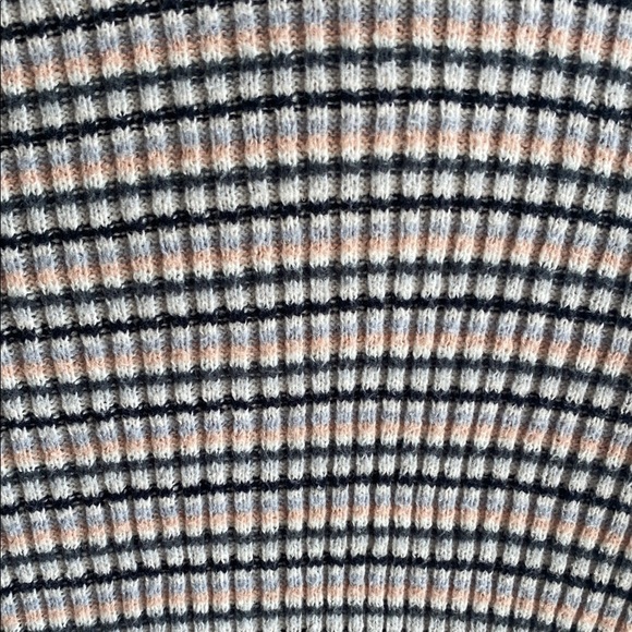 American Eagle Outfitters Blue and Pink Fitted Ribbed Long Sleeve Tee - Picture 3 of 5